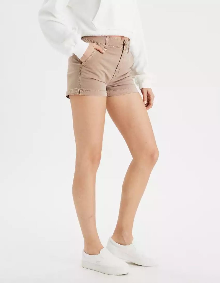 Shorts American Eagle AE High-Waisted Khaki Grise Marron Femme | VZR-99291632